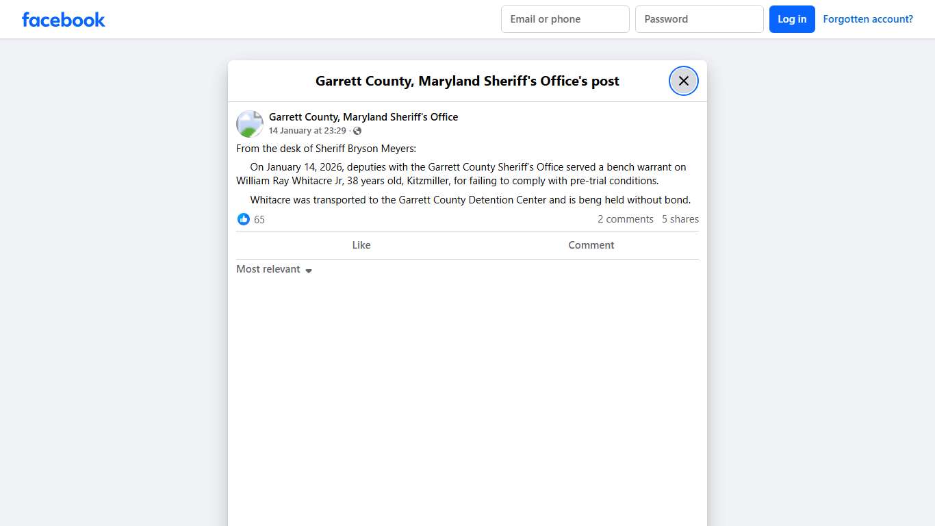 From the desk... - Garrett County, Maryland Sheriff's Office Facebook